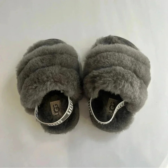 Ugg Australia yeah slides fluff gray infant size 04/05 house shoes back strap‎ - Picture 1 of 4